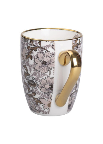 Фарфоровая чашка 400 мл с золотым ободком и золотой ручкой Коричневая RX-N240665BR Liling Rongxiang Ceramic (369143075)