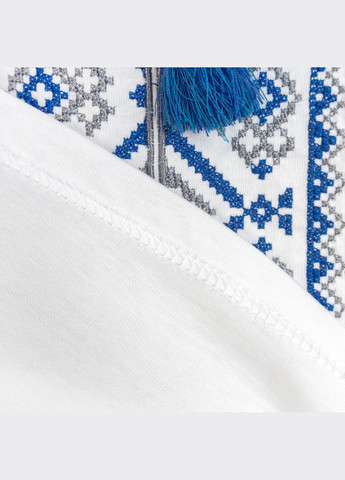 Белая летняя детская трикотажная вышиванка с коротким рукавом dexter's