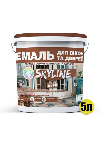 Акрилова емаль для вікон та дверей Wood 5 л SkyLine (289368599)