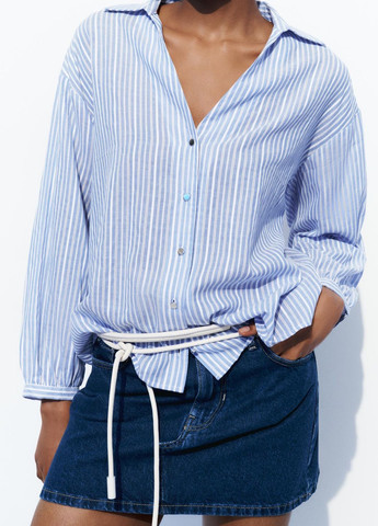 Светло-голубой классическая рубашка в полоску Zara