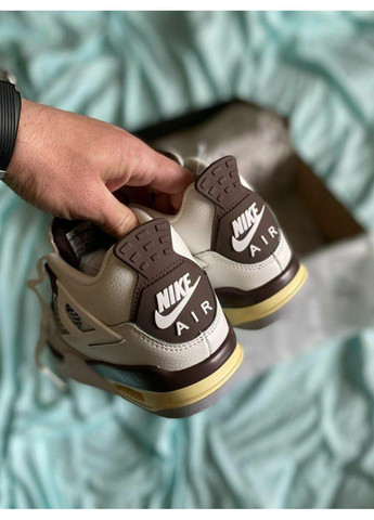 Сірі Осінні кросівки чоловічі nike air jordan 4 white grey brown найк аір джордан No Brand