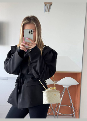 Черный женский блейзер No Brand однотонный - демисезонный