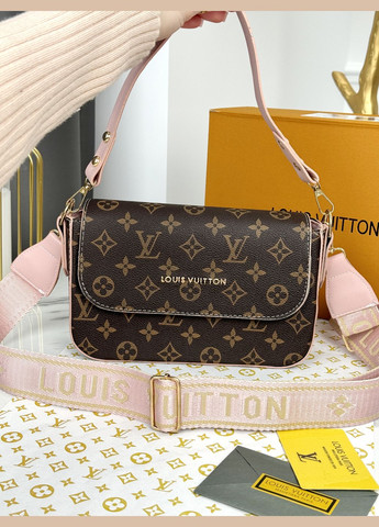 Сумка крос-боді Луї Вітон два ременя коричнево рожевий No Brand (322560204)