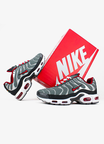 Серые всесезонные кроссовки мужские nike air max tn plus silver red gray | найк аир макс тн плюс серые красные No Brand