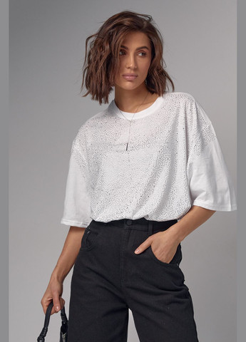 Жіноча футболка у техніці тай-дай прикрашена термостразами. Lurex - (287340309)