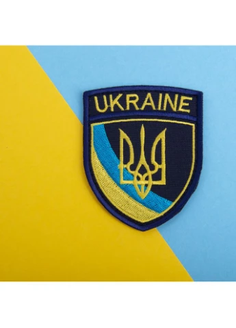 Шеврон на липучці Тризуб UKRAINE 6,5х8 см вишитий патч нашивка IDEIA (386250788)