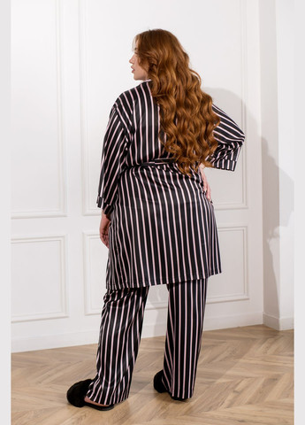 Черная всесезон домашний шелковый костюм 3-ка Minova