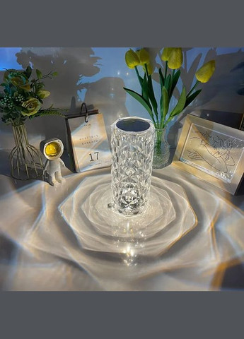 Настільна декоративна проекційна світлодіодна сенсорна лампа-ночник RGB Crystal Rose Ambience 20,5 см No Brand (334011287)