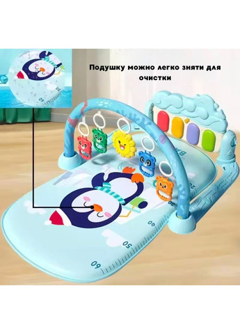 Игровой коврик-пианино с дугой и подвесными игрушками, 72×43 см, для младенцев No Brand (364553166)