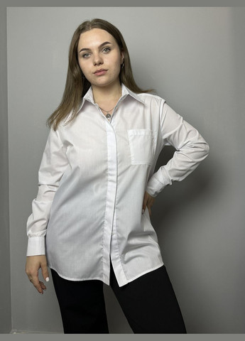 Белая блуза женская классическая с длинным рукавом из коттона белая mkad7548-2 Modna KAZKA