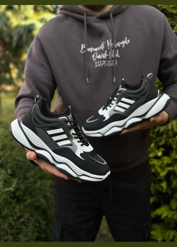 Чорно-білі Осінні кросівки чоловічі No Brand