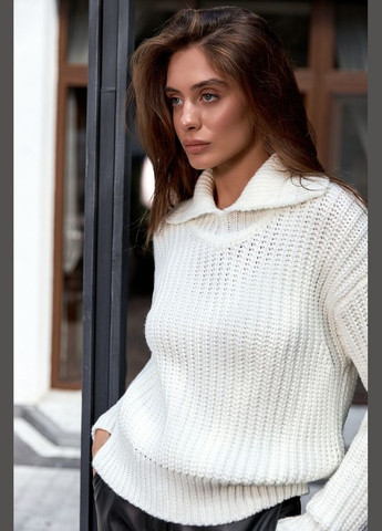 Молочный демисезонный свитер из полушерстяной пряжи (2782) Triko Bakh