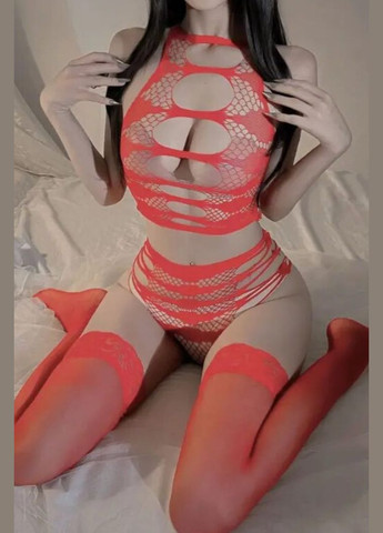 Червоний спокусливий комплект жіночої нижньої білизни із сітки No Brand