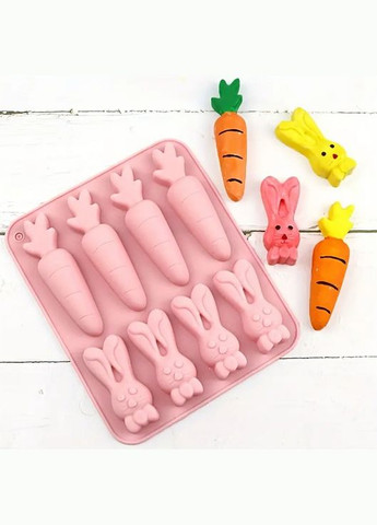 Силіконова форма зайчик з морквою для випікання желе цукерок мила свічок SAM-6582 No Brand (342118699)