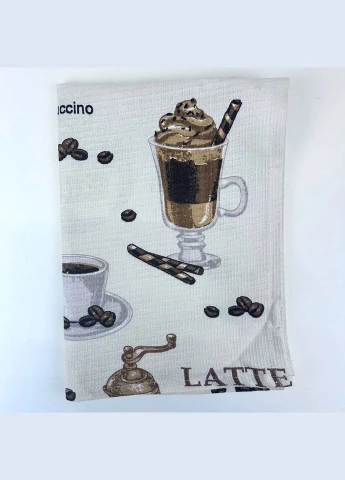 Полотенце вафельное кухонное Coffee ТМ белокоричневое 46х60 см Emily комбинированный