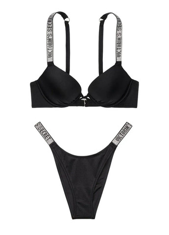 Черный купальник bombshell 2 cup push-up & brazilian bottom раздельный Victoria's Secret