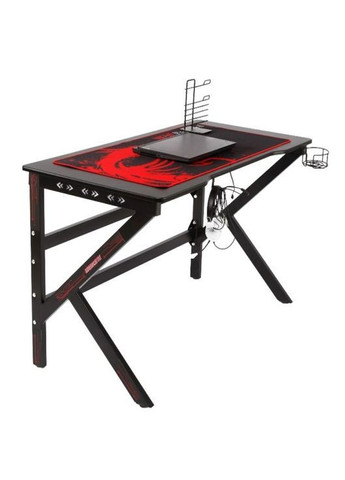Ігровий комп’ютерний стіл з RGB LED-підсвічуванням, тримачем для навушників та чашки, Чорний No Brand (368468398)