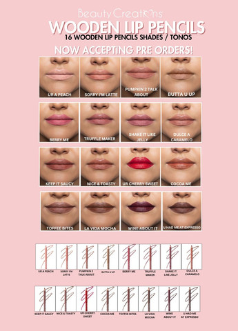 Олівці для губ Wooden Lip Pencil - TOFFEE BITES 1.4г Beauty Creations (330823813)