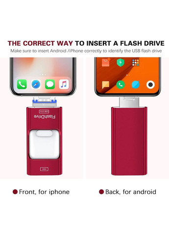 Флеш-накопитель ZARMST 4 В 1. 256 ГБ.Флешка для iPhone, iPad, Android, компьютера. Скорость чтения до 80 Мб/с No Brand (364273403)