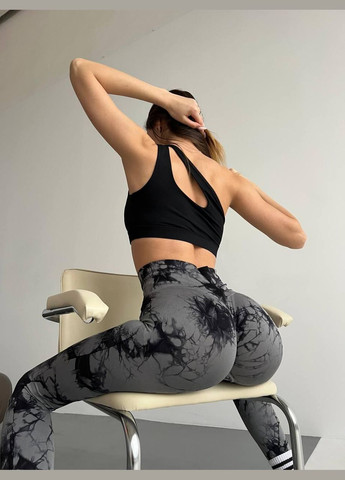 Комбинированные демисезонные леггинсы с мраморным принтом, темно-серого с черным, размер l Trends