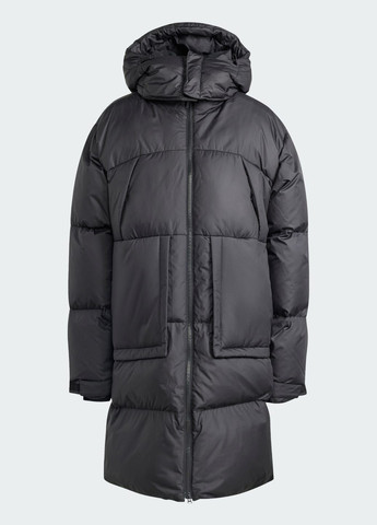 Черная демисезонная пуховик big baffle adidas