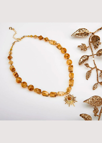 Чокер натуральний камінь Цитрин та Циркон + Підвіска, фур-ра гіп-ний сплав колір золото d-10,5-2мм+- L-36-41см No Brand циркон, цитрин латунь, натуральний камінь, медичний сплав золото (323654087)