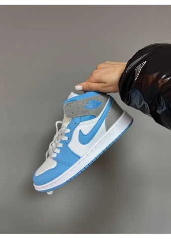 Сірі літні кросівки nike air jordan 1 mid blue grey premium найк аір джордан сірі No Brand