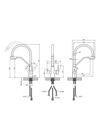 Смеситель для кухни KRP Edelstahl Klassisch - PVD03817BLK Kroner (368600499)
