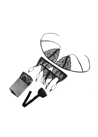 Черный демисезонный эротический и качественный комплект нижнего белья с поясом с подвязками. женское нижнее белье 3 в 1 China