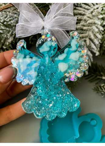 Молд Янгол у кристалічній сукні форма для новорічних іграшок на ялинку силіконова форма для епоксидної смоли No Brand (370566592)