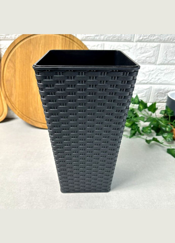 Кашпо ротанг для комнатных кустов 22*22*42см 7л, Квадро Ротанг Гранит Алеана (365815026)