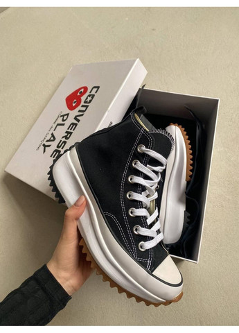 КЕДИ ЖІНОЧІ CONVERSE RUN STAR HIGH BLACK WHITE КОНВЕРС РАН СТАР No Brand чорні демісезони (367174341)