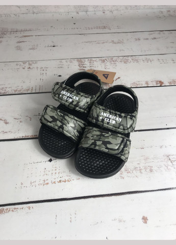 Хаки повседневные, пляжные сандалии босоножки детские на мальчика eva зеленый (257) American Club на липучке