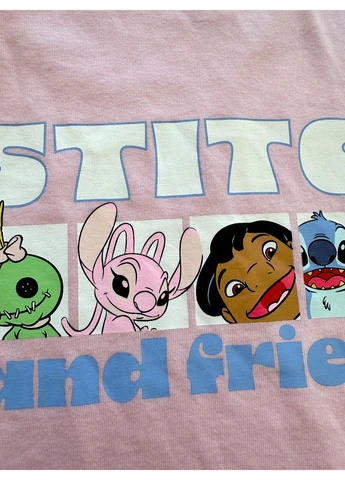 Рожева всесезон піжама (домашній костюм) футболка + шорти stich рожево-блакитна, 9-10р., 140см футболка + шорти Primark