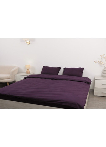 Комплект постільної білизни сімейний бязь glux-1064 баклажановий наволочка 50x70 Amore (309028808)