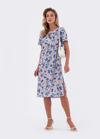 Бежева бежева сукня вільного крою в квітковий принт Dressa