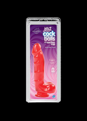 Фаллоимитатор Doc Johnson Jelly Jewels Cock & Balls Red, диаметр 3,6см, антибактериальный ПВХ No Brand (303910321)