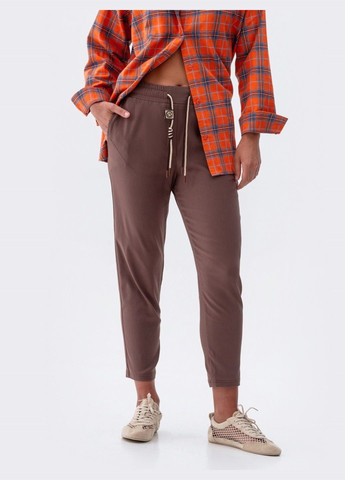 укороченные брюки на кулиске коричневые Dressa (301506494)