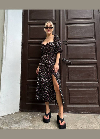 Чорно-білий святковий, повсякденний, кежуал жіноча сукня FINO Mode з малюнком