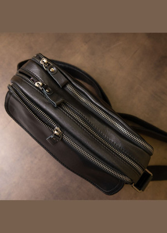 Сумка чоловіча через плече шкіряна 14548 Чорний Vintage (302007650)