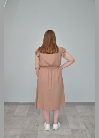 Светло-коричневое женское платье, короткий рукав, разные цвета (размеры: l,, 2xl) xl, светло-коричневый No Brand однотонное