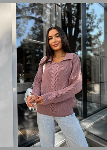 Пудровый демисезонный женская кофта с отложенным воротником пудрового цвета 29956 Fashion