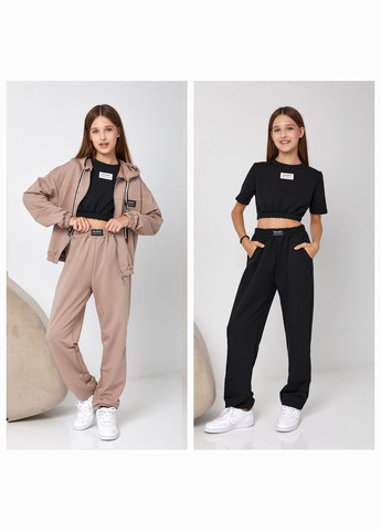 Костюм трійка з футболкою для дівчинки бежевий 127193 No Brand (316549360)