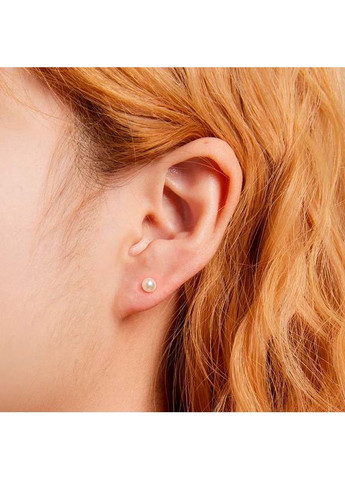 Срібні сережки-пусети з перлинками покриті родієм 💎 | Вічна класика та ніжність Family Jewelry House (351897800)