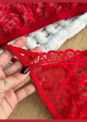 Красный демисезонный эффектный комплект белья "lace passion" Vakko