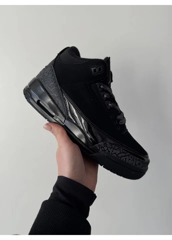 Черные демисезонные кроссовки мужские nike air jordan 3 black cat найк аир джордан черные No Brand