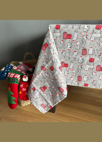 Скатерть Новогодние котики рогожка 120 х 150 см Серая No Brand (302815282)