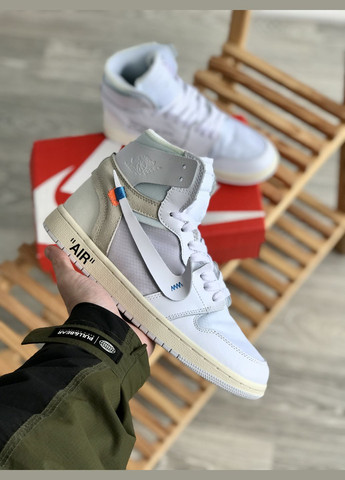 Білі всесезон кросівки чоловічі і жіночі nike jordan 1 retro off-white white | найк джордан 1 ретро офф-вайт білі No Brand