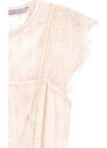 Бежевое повседневный, кэжуал, вечернее платье на подкладке с кружевом для женщины 0509571-003 H&M однотонное