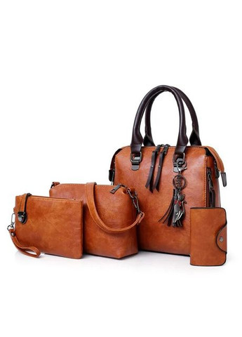 Набір жіночих сумок 4 в 1 Divina (сумка, клатч, картхолдер, косметичка) Orange Italian Bags (289872487)